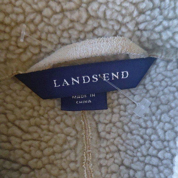 Lands End Women's Tan Sherpa Coat Size Small Petite 6-8 - Picture 10 of 16